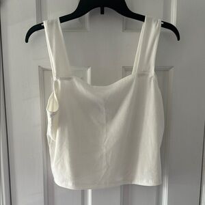 Aqua Cream Fitted Crop Tank Top